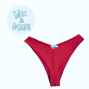 Onia Crimson Ribbed High-Cut Bikini Bottom